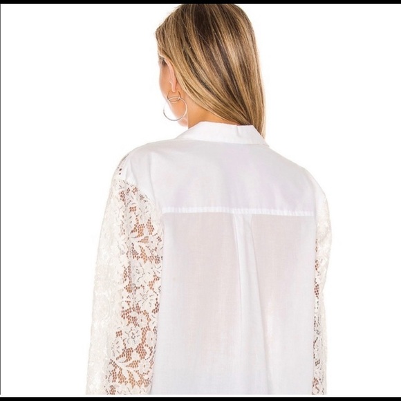 ATM Anthony Thomas Melillo Floral Lace Sheer Panel shirt button up size XS - Picture 5 of 11